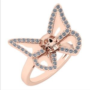 14k Rose Gold Skull Butterfly Ring